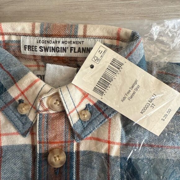 Duluth Trading Co. Kids Free Swingin’ Flannel Shirt Blue 3T NWT IN PACKAGE - Picture 3 of 3